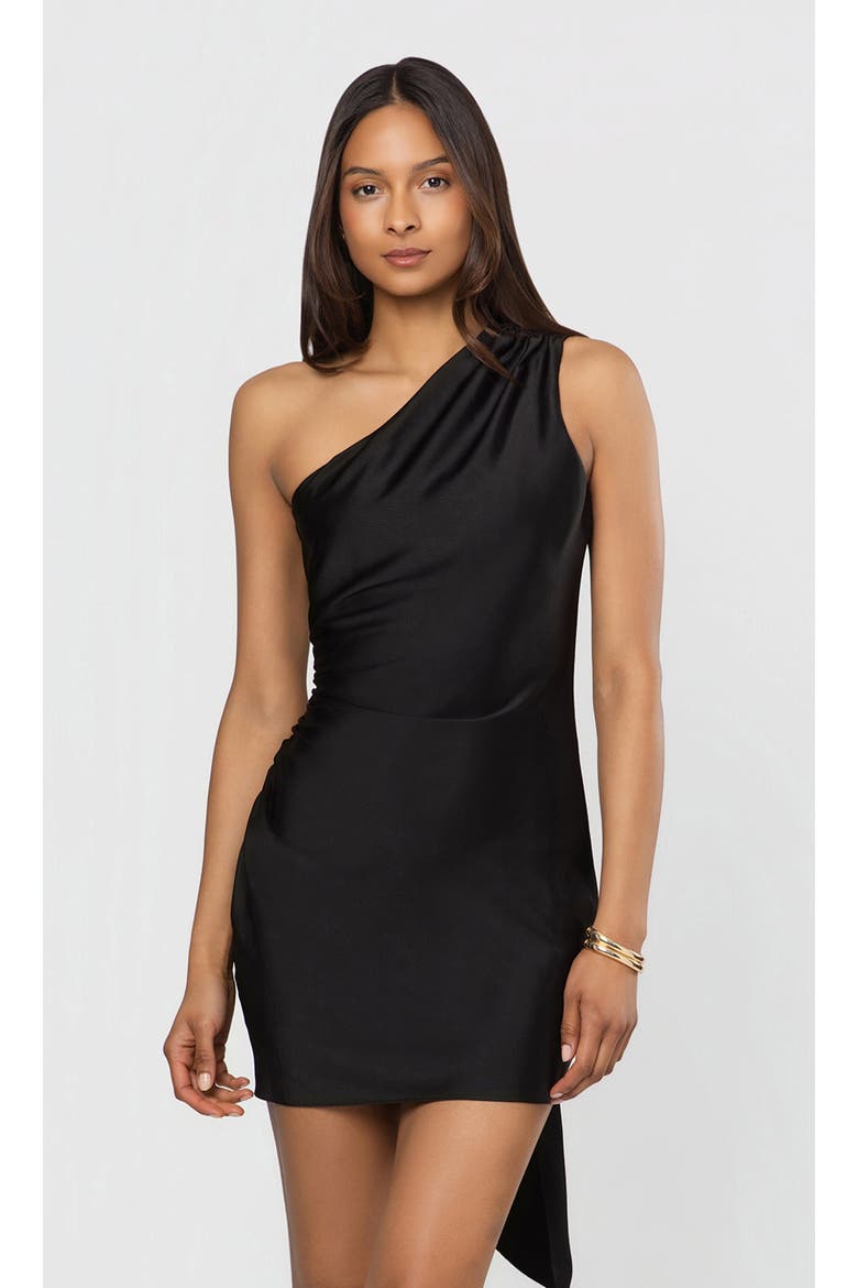 Hazel Hammered Satin Scarf Dress, Main, color, Black