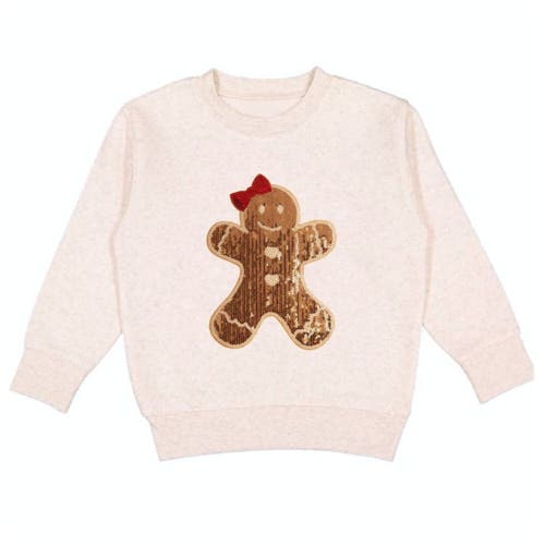 Sweet Wink Gingerbread Sequin Patch Christmas Sweatshirt In Brown