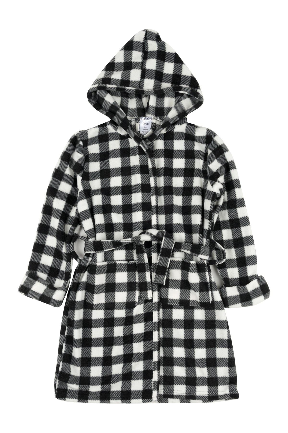 Leveret Black and White Fleece Hooded Robe | Nordstromrack