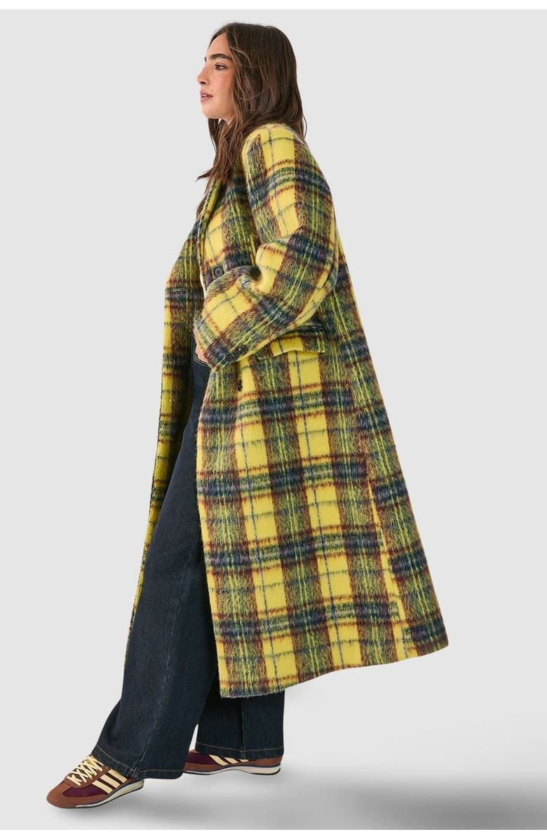 NASTY GAL Checked Wool Blend Maxi Coat, Alternate, color,