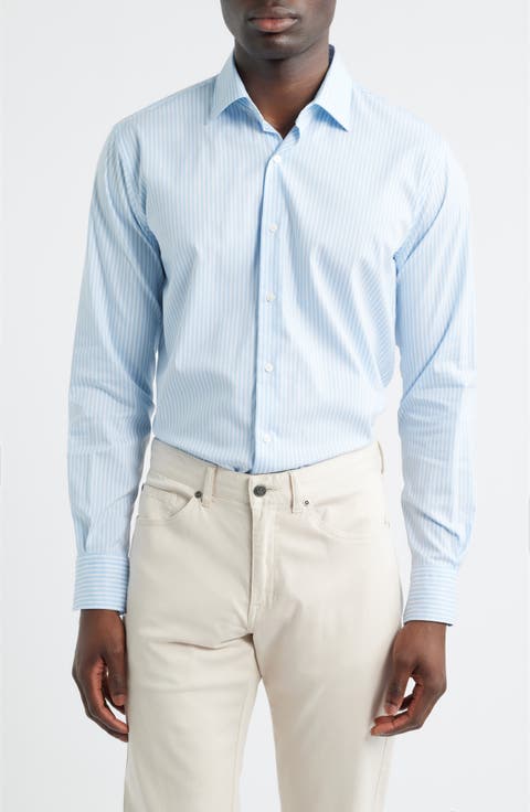 Langley Stripe Crown Lite Performance Twill Button-Up Shirt