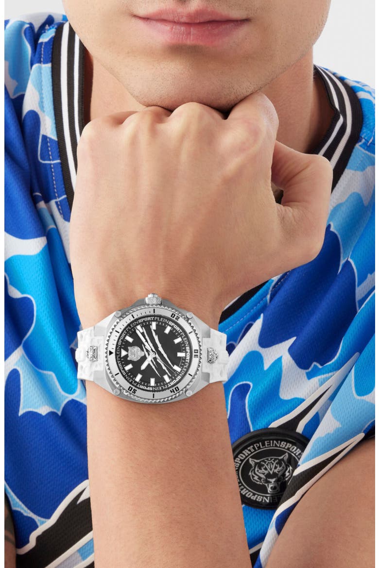Thunder Force Bracelet Watch, Alternate, color, BLACK/ WHITE
