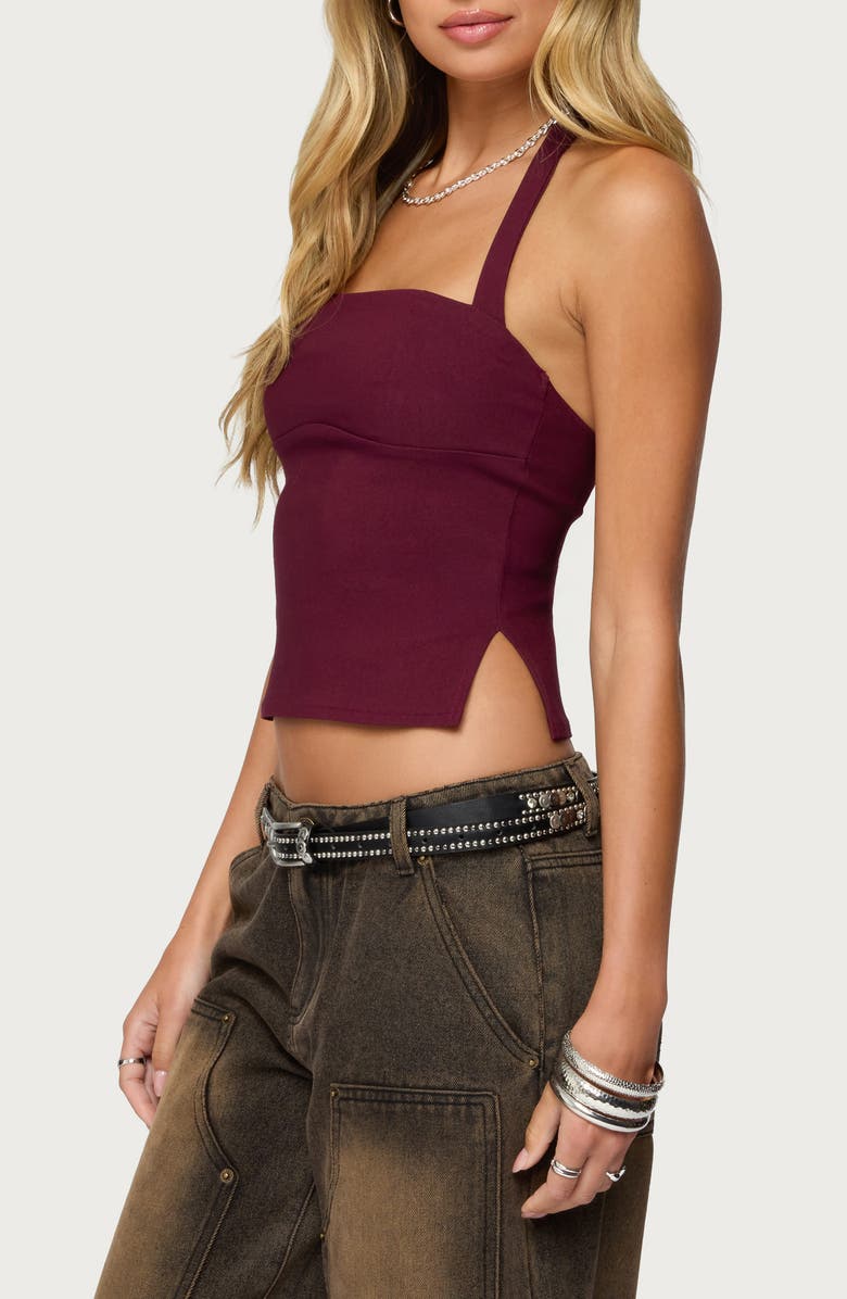 EDIKTED Dara Halter Top, Alternate, color, Maroon
