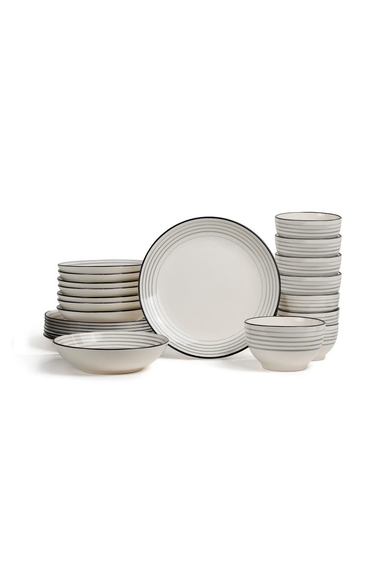 Zeke Earthenware 24-Piece Dinnerware Set, Main, color, Grey