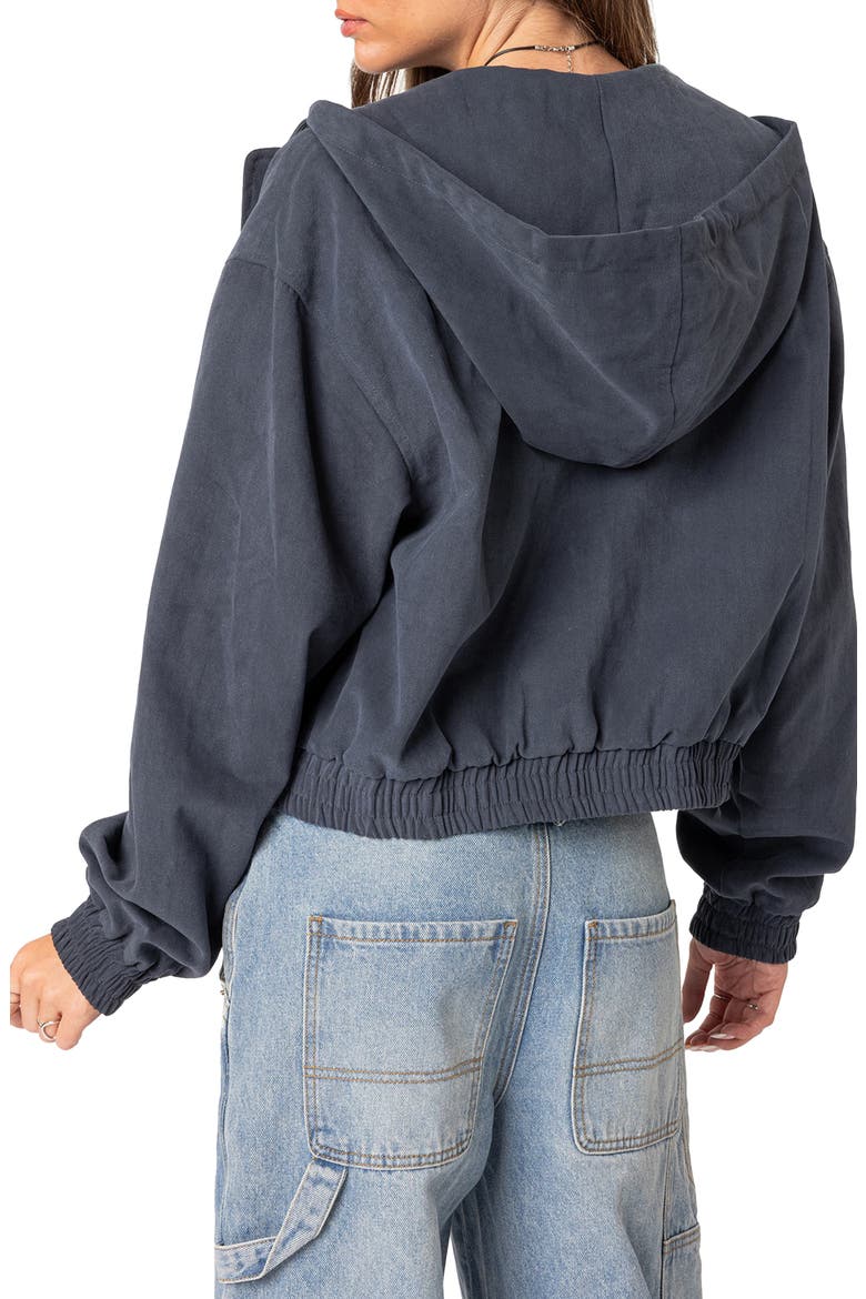 Milly Oversize Zip Crop Hoodie, Alternate, color, NAVY