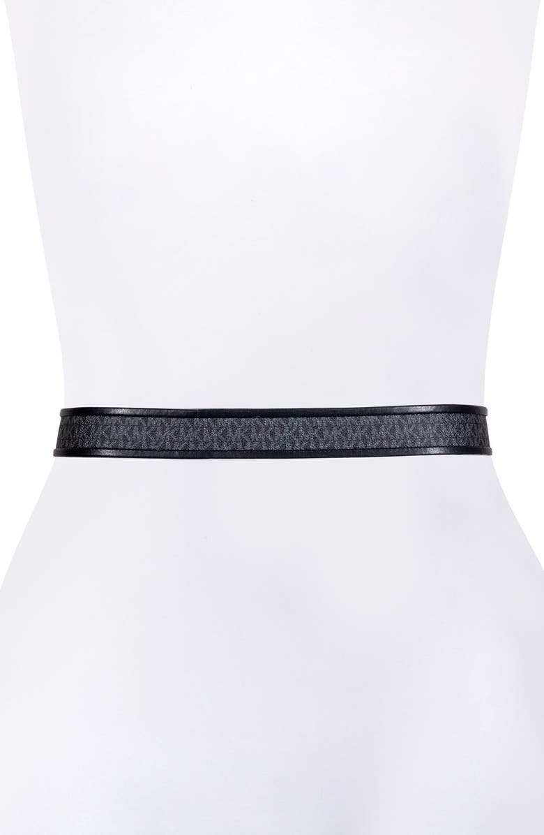 MICHAEL Michael Kors Two-Tone Logo Belt, Alternate, color, Black/ Gold