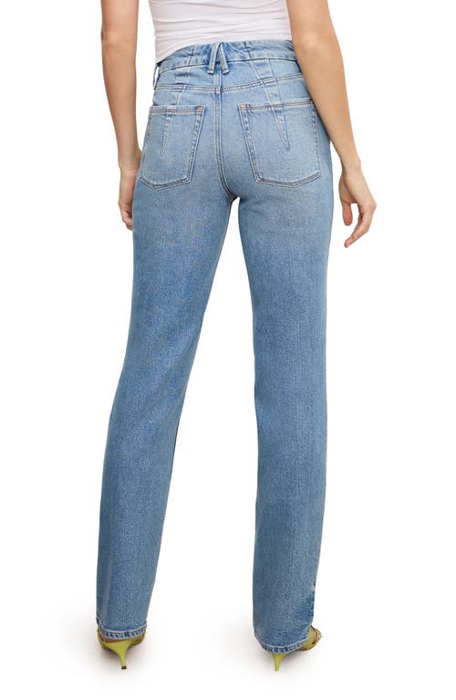Good American Good Icon Ripped High Waist Straight Leg Jeans In Indigo870