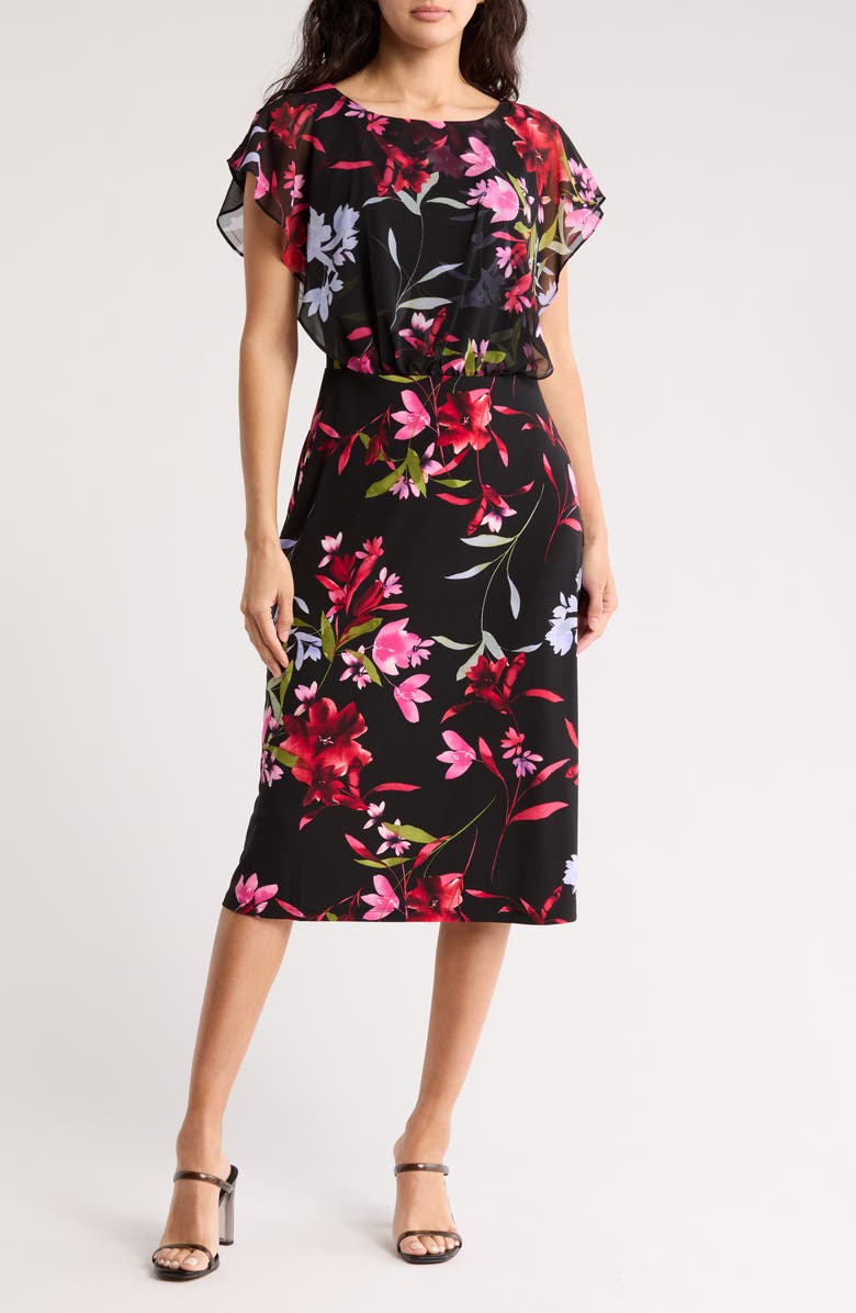 Connected Women's Plus Size Embroidered Chiffon Overlay Dress Black Size 20