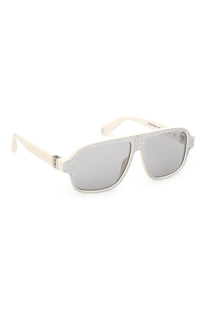 57mm Mirrored Navigator Sunglasses, Alternate, color, WHITE / SMOKE MIRROR