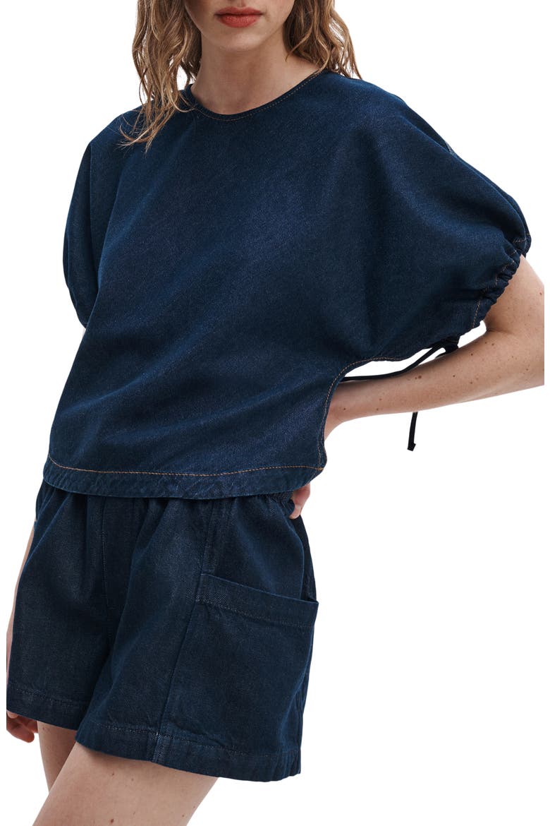 Laura Tie Cuff Denim Shirt, Alternate, color, OCEAN RINSE
