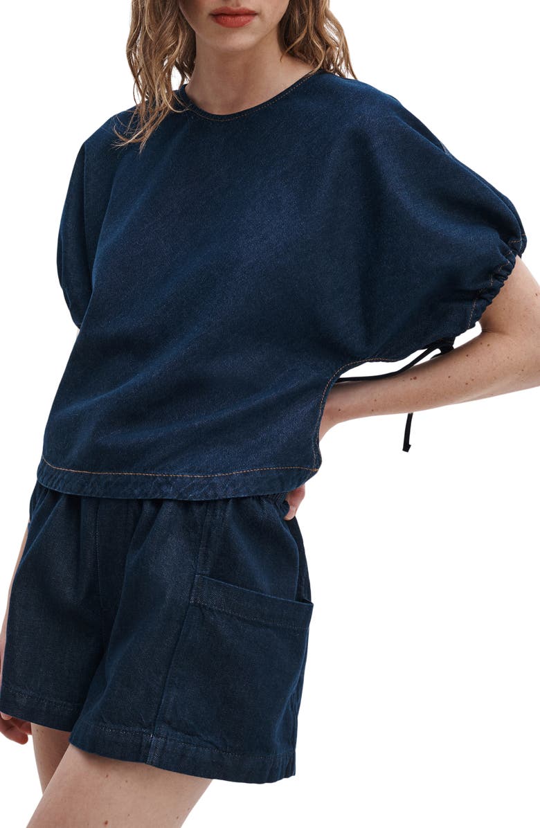rag & bone Laura Tie Cuff Denim Shirt, Alternate, color, Ocean Rinse