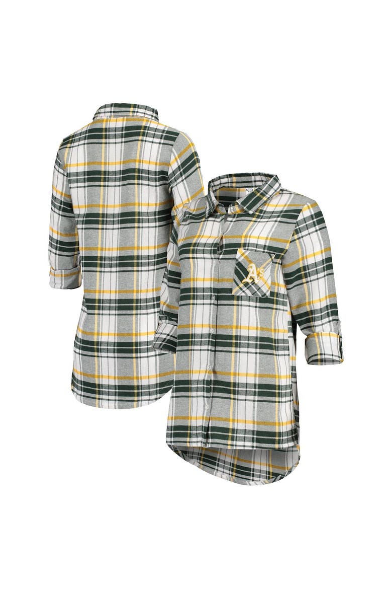 Women's Concepts Sport Green/Gold Oakland Athletics Accolade Flannel Nightshirt, Main, color, Green