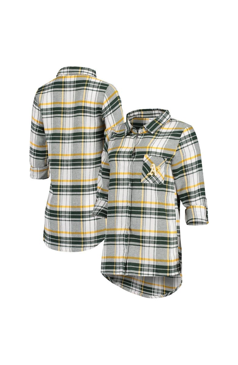 CONCEPTS SPORT Women's Concepts Sport Green/Gold Oakland Athletics Accolade Flannel Nightshirt, Main, color, Green