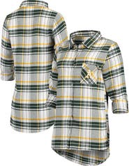 CONCEPTS SPORT Women's Concepts Sport Green/Gold Oakland Athletics Accolade Flannel Nightshirt
