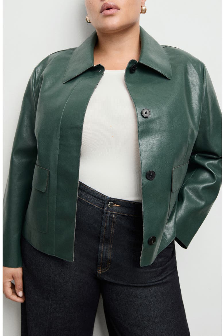 Sabina Faux Leather Jacket, Main, color, GREEN