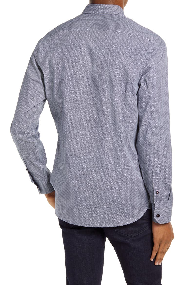 Stonelo Slim Fit Geo Print Button-Up Shirt, Alternate, color, NAVY