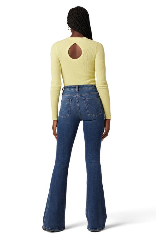 Hudson Jeans Back Keyhole Cutout Organic Cotton Blend Rib Sweater In Yellow