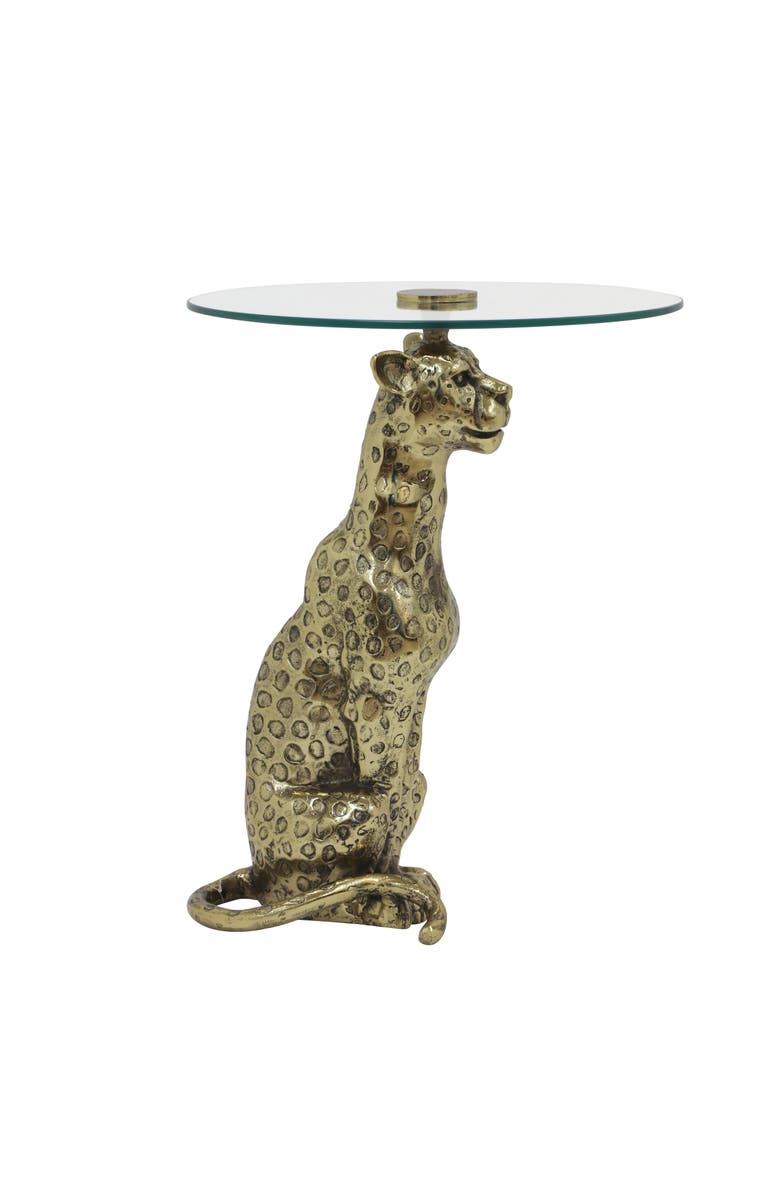 Expo Bazaar Side Table with Glass Top, Alternate, color, Gold