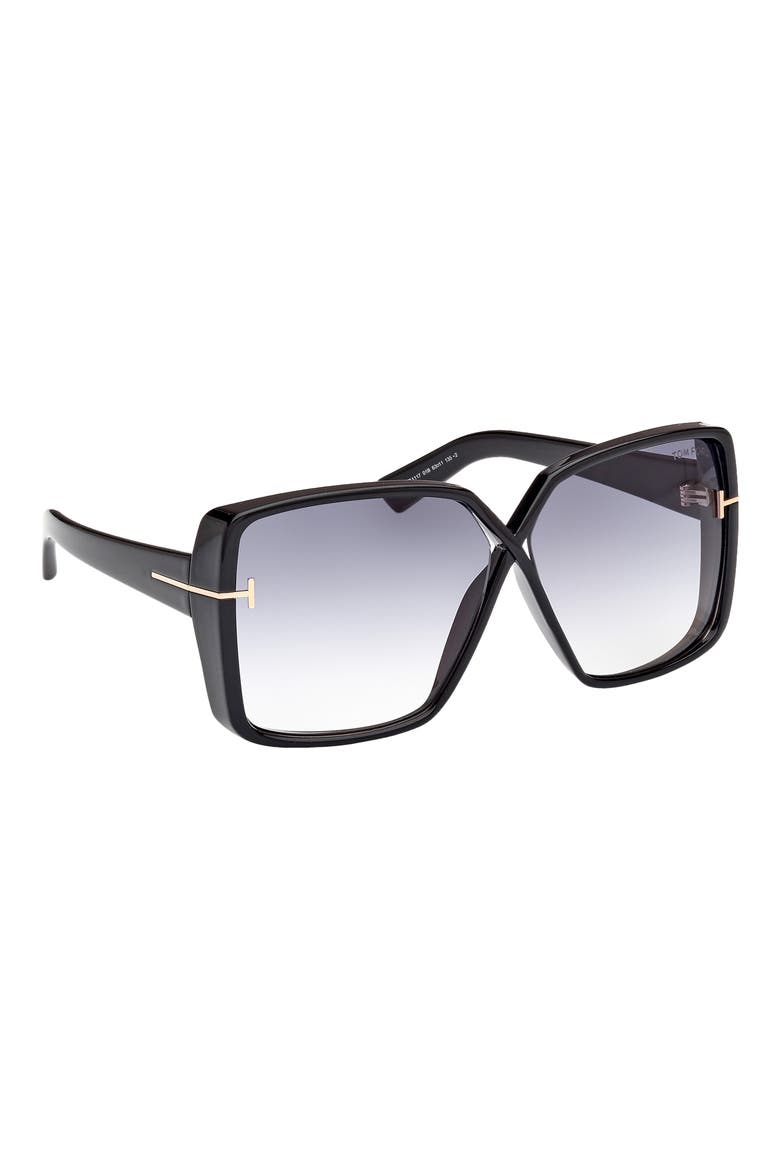 Yvonne 63mm Oversize Gradient Butterfly Sunglasses, Alternate, color, SHINY BLACK / GRADIENT SMOKE