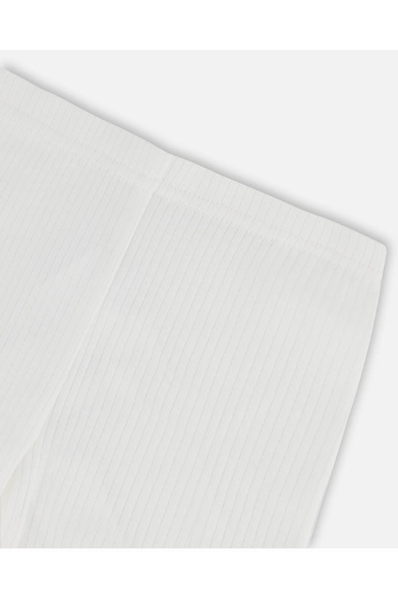 Baby Girl's Rib Capri Legging With Frill Off White, Alternate, color, Off White