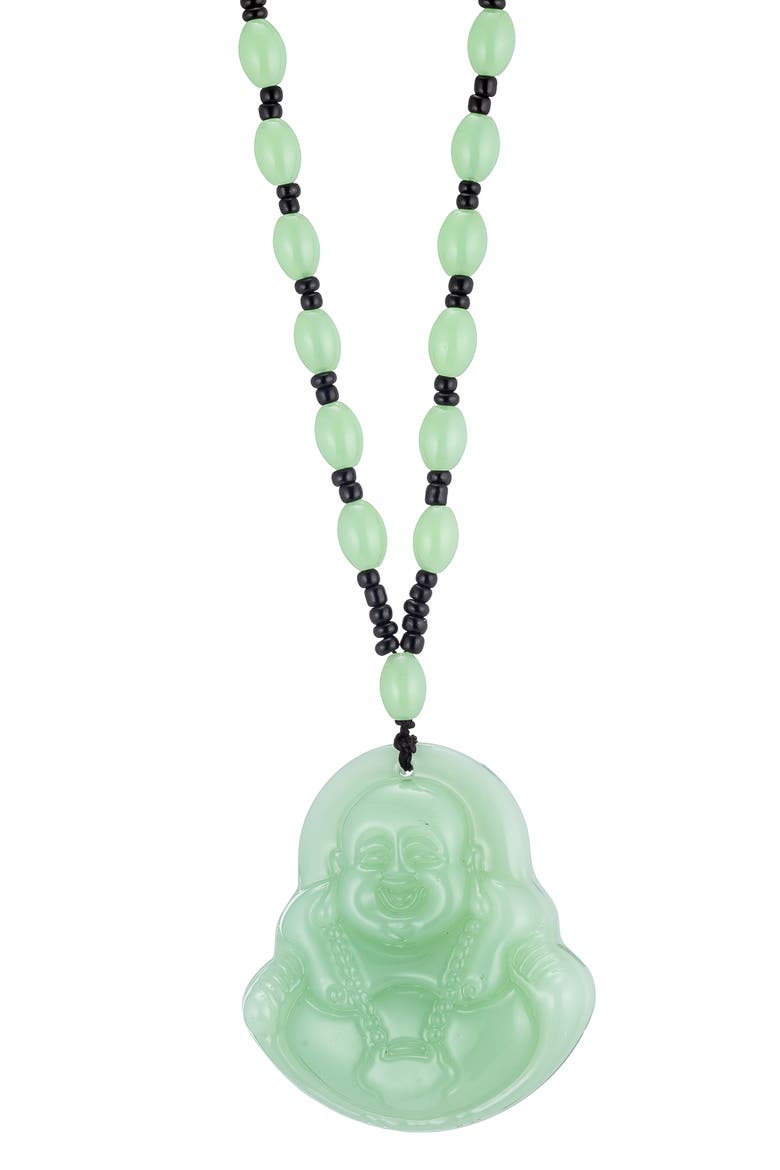 Jaden Green Buddha Pendant Necklace, Main, color, GREEN
