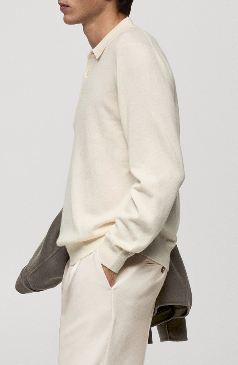 MANGO Cashmere Polo Sweater, Alternate, color, Ecru