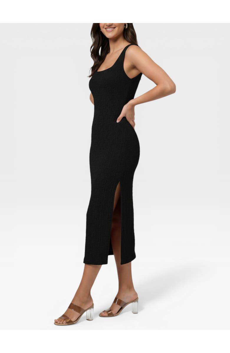 RACHEL Rachel Roy Emi Sleeveless Pucker Knit Midi Dress, Alternate, color, Black