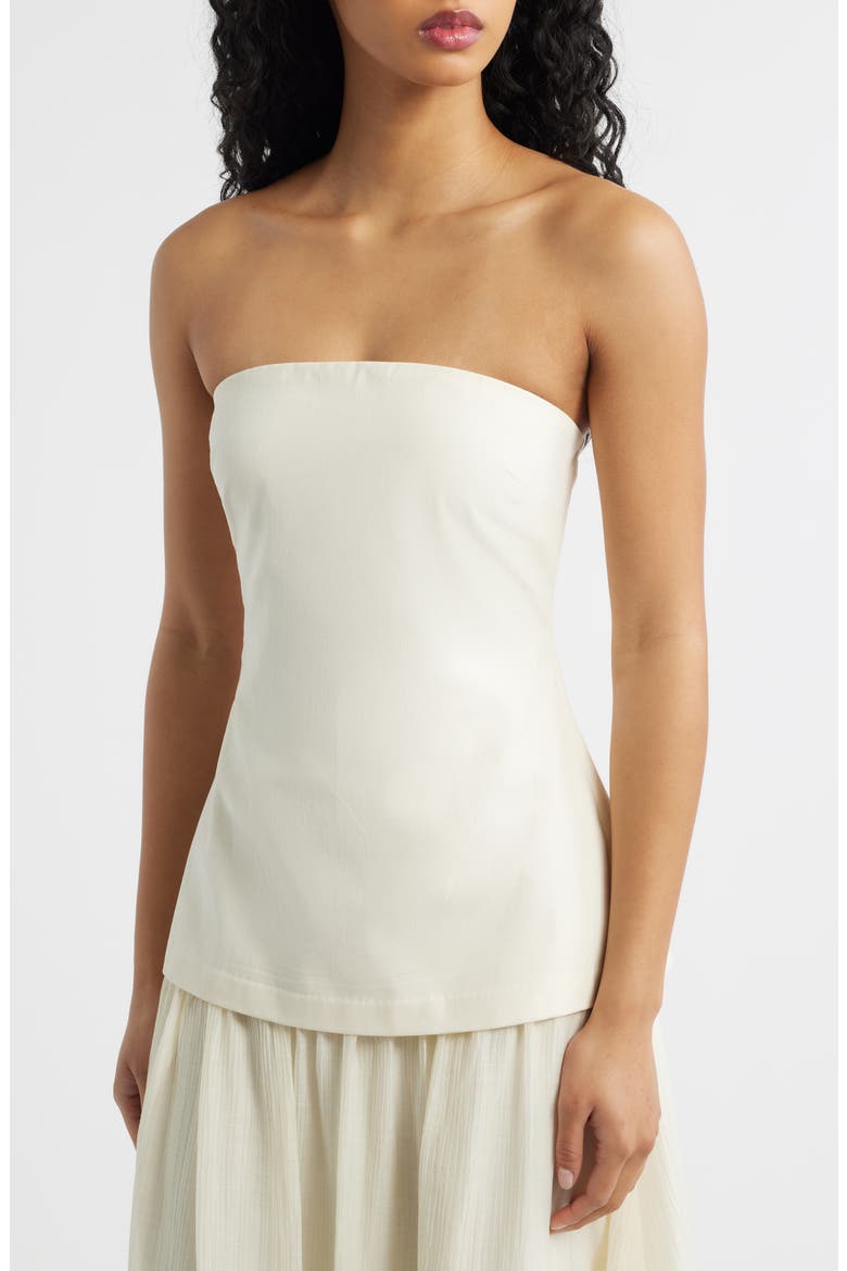 Strapless Mixed Media Maxi Dress, Alternate, color, CREAM