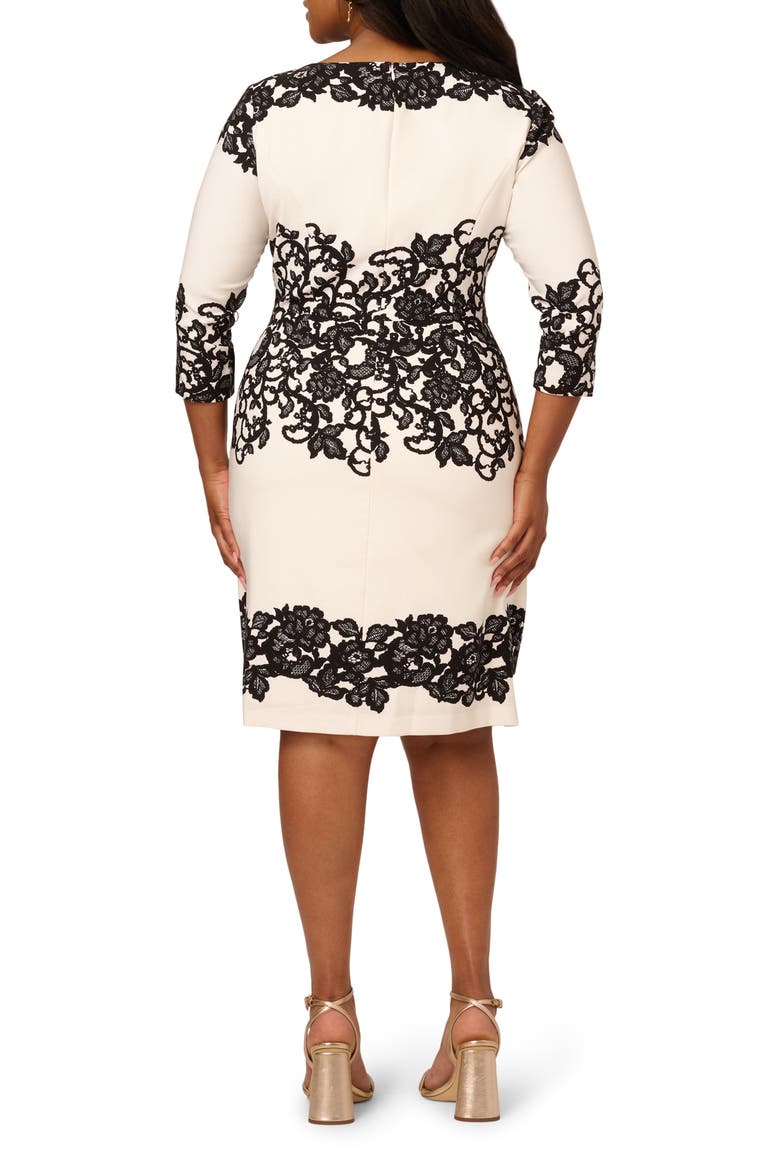 Scroll Lace Sheath Dress, Alternate, color, IVORY/ BLACK