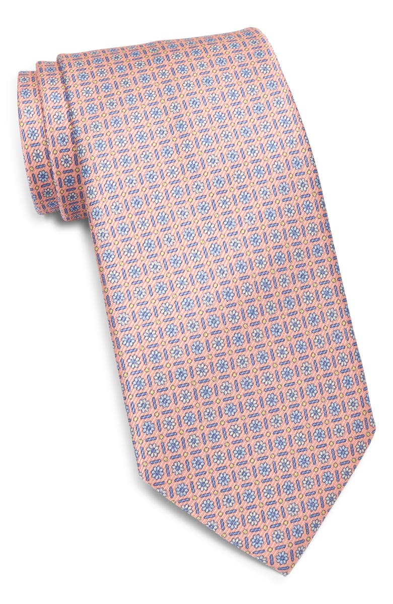 David Donahue Neat Silk Tie, Main, color, Melon