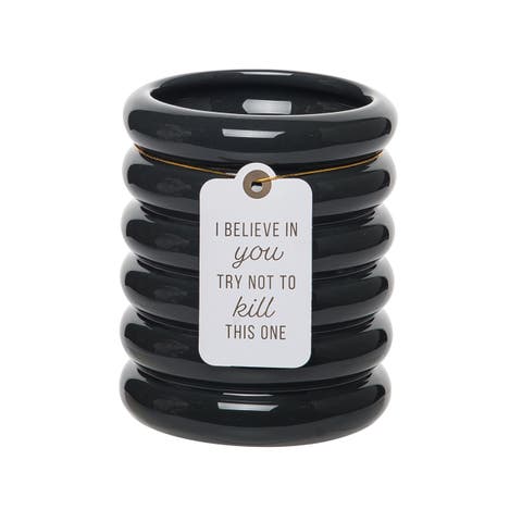 I Believe In You Blue Planter Ceramic Blue