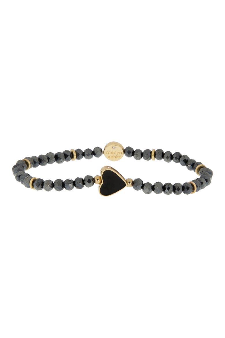 Shari Beaded Stretch Bracelet, Main, color, HEMATITIE/ BLACK