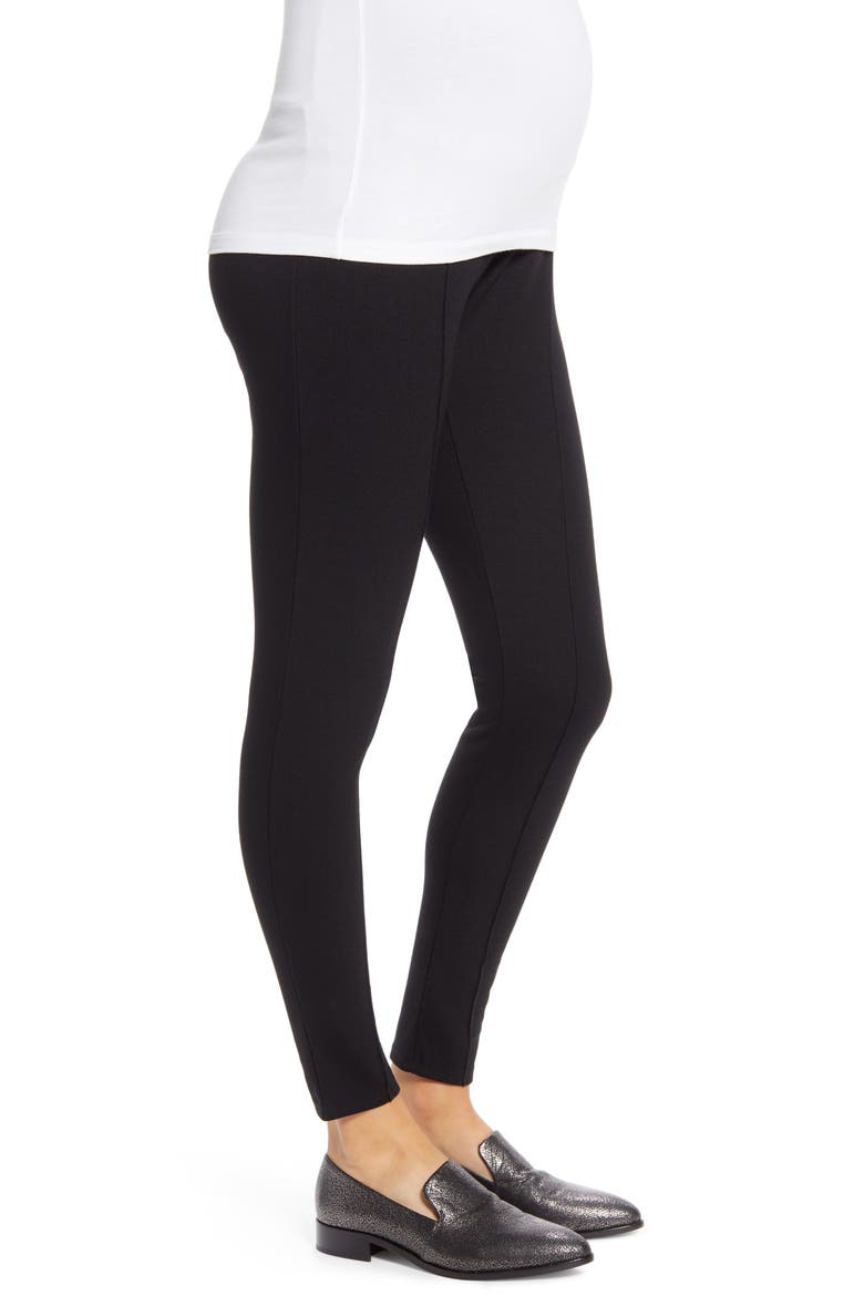 Over the Bump Maternity Ponte Knit Pants, Alternate, color, CAVIAR BLACK