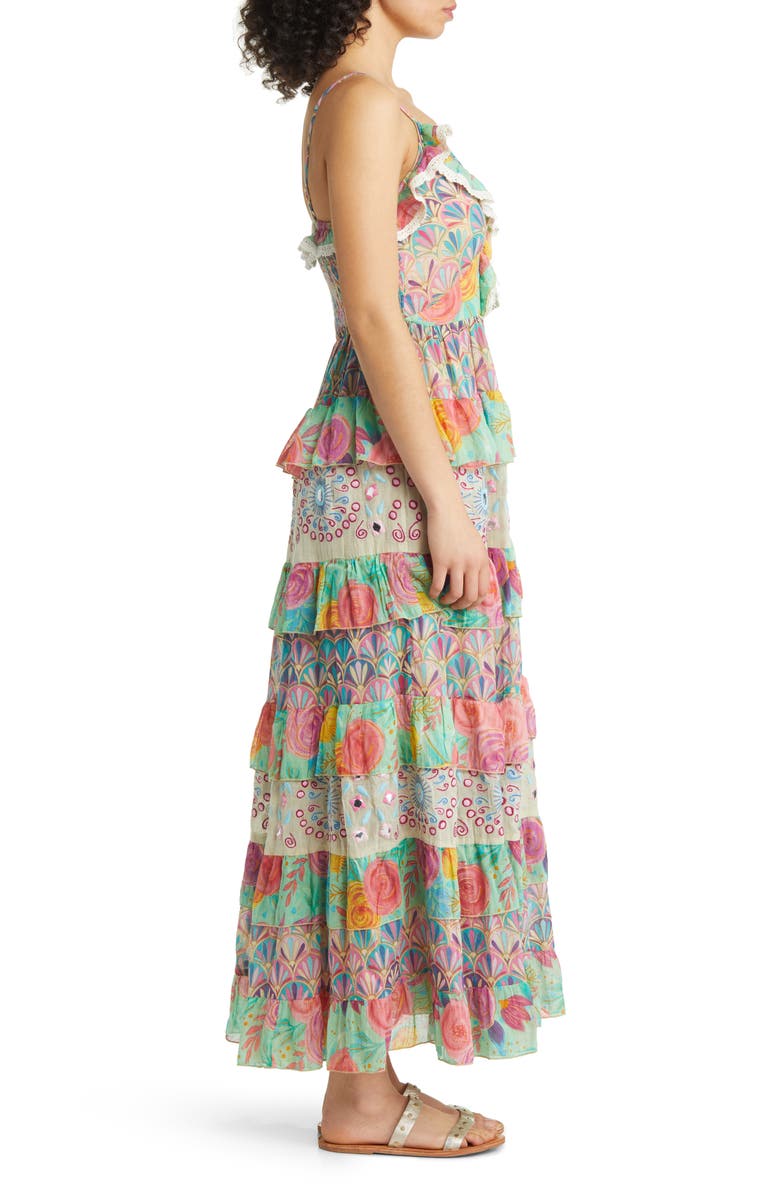 BAROK PARIS Mixed Print Tiered Cotton Maxi Dress, Alternate, color, 