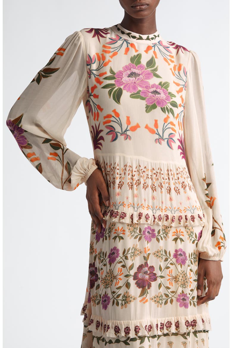Winter Garden Ruffle Long Sleeve Maxi Dress, Alternate, color, WINTER GARDEN CREAM