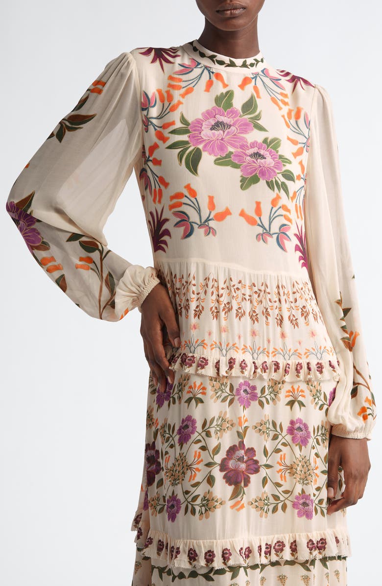 FARM Rio Winter Garden Ruffle Long Sleeve Maxi Dress, Alternate, color, 