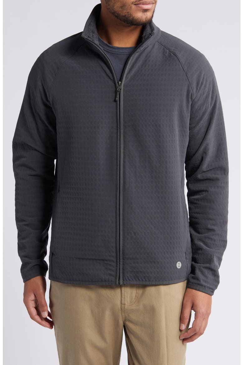 Bonded Grid Fleece Zip Jacket, Alternate, color, BLACK SAND