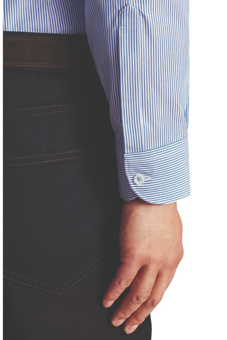 Non-Iron Stretch Pinpoint Oxford Stripe Shirt, Alternate, color, Cobalt Blue