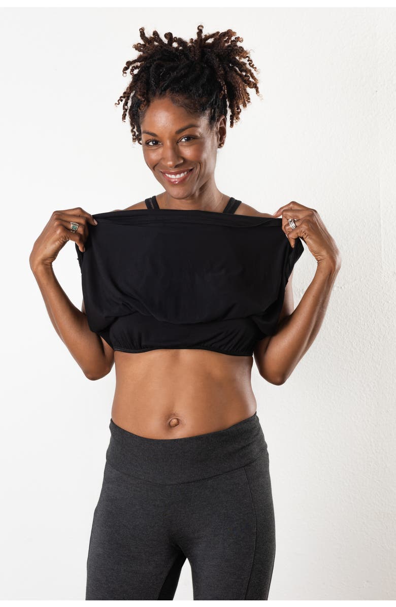 JJwinks Wine Down Built-In Shelf Racerback Tank Lounge & Sleep Top, Alternate, color, Black