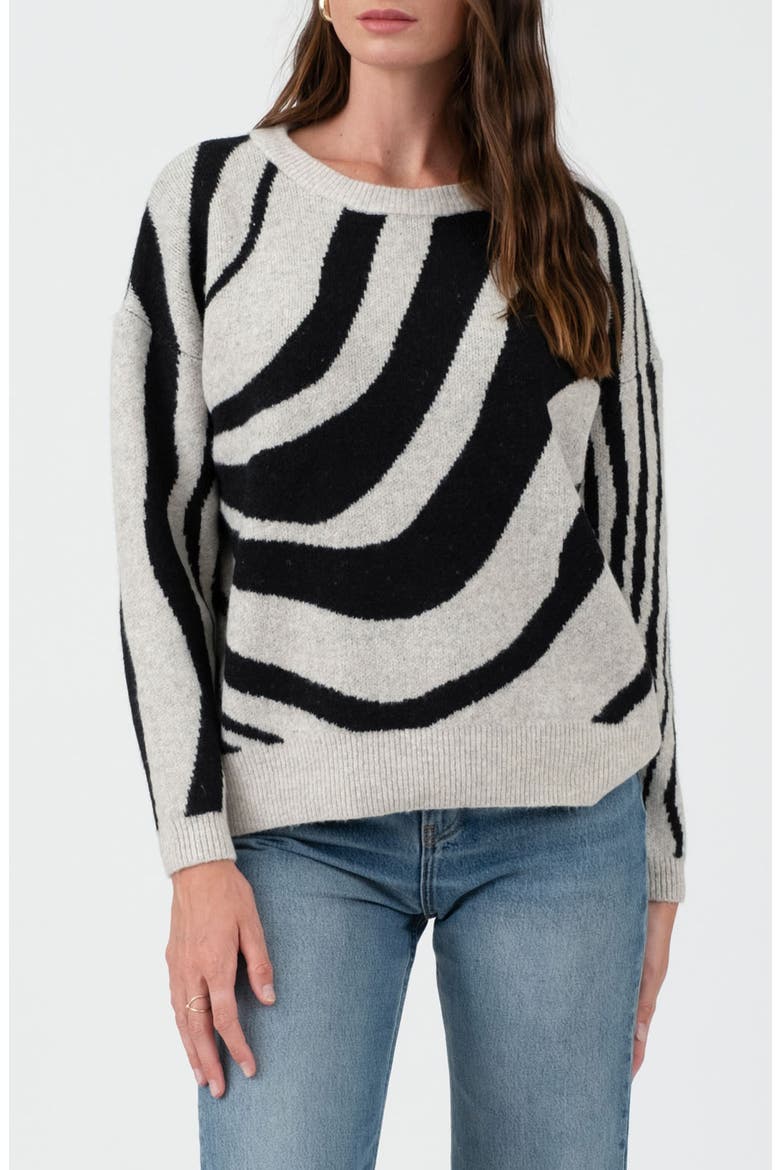 Animal Stripe Sweater, Main, color, WHITE