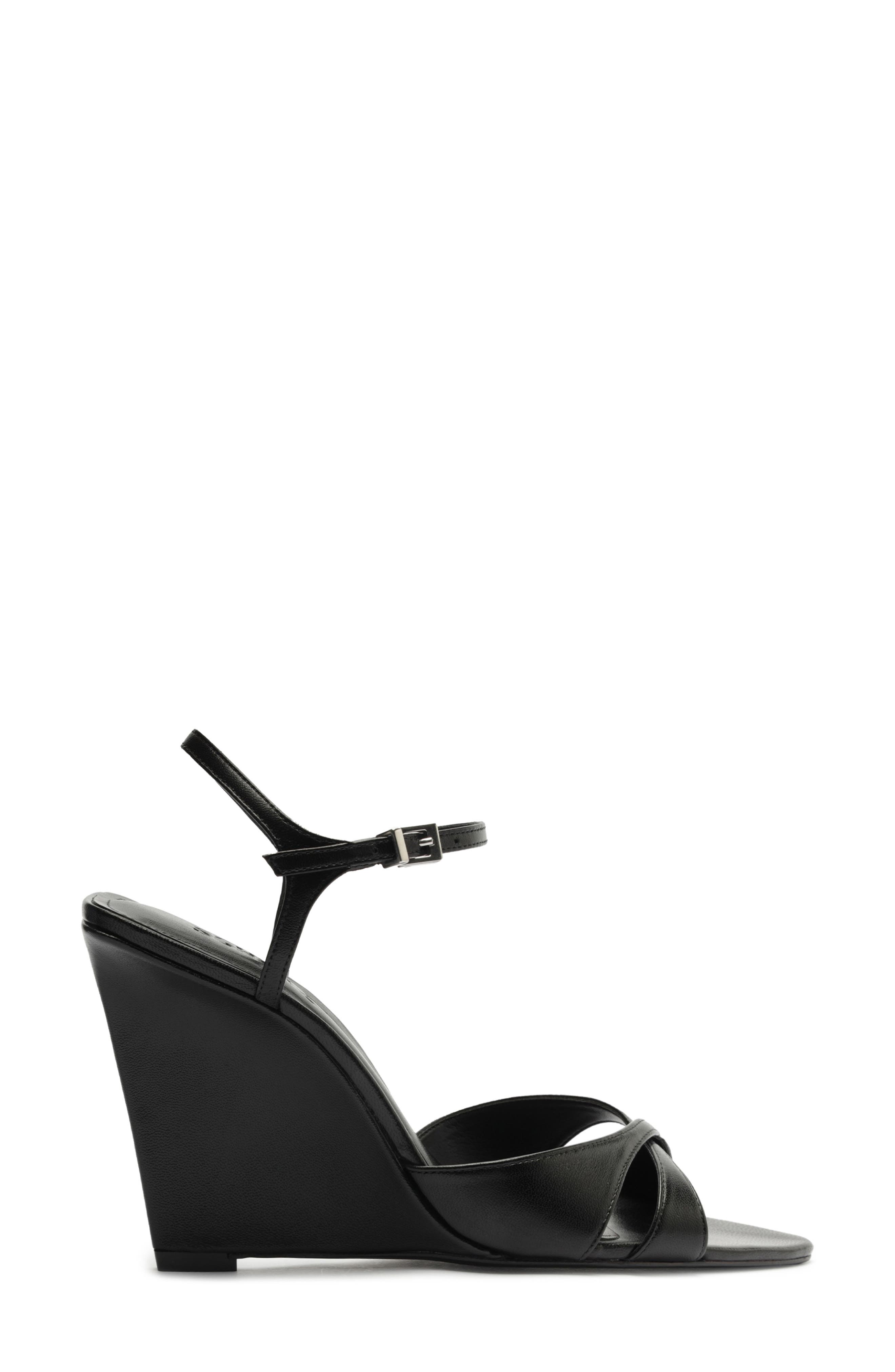 Schutz Maxine Ankle Strap Wedge Sanda, Alternate, color, Black
