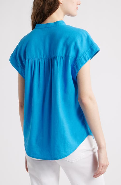Caslonr Caslon(r) Easy Cap Sleeve Linen Blend Button-up Shirt