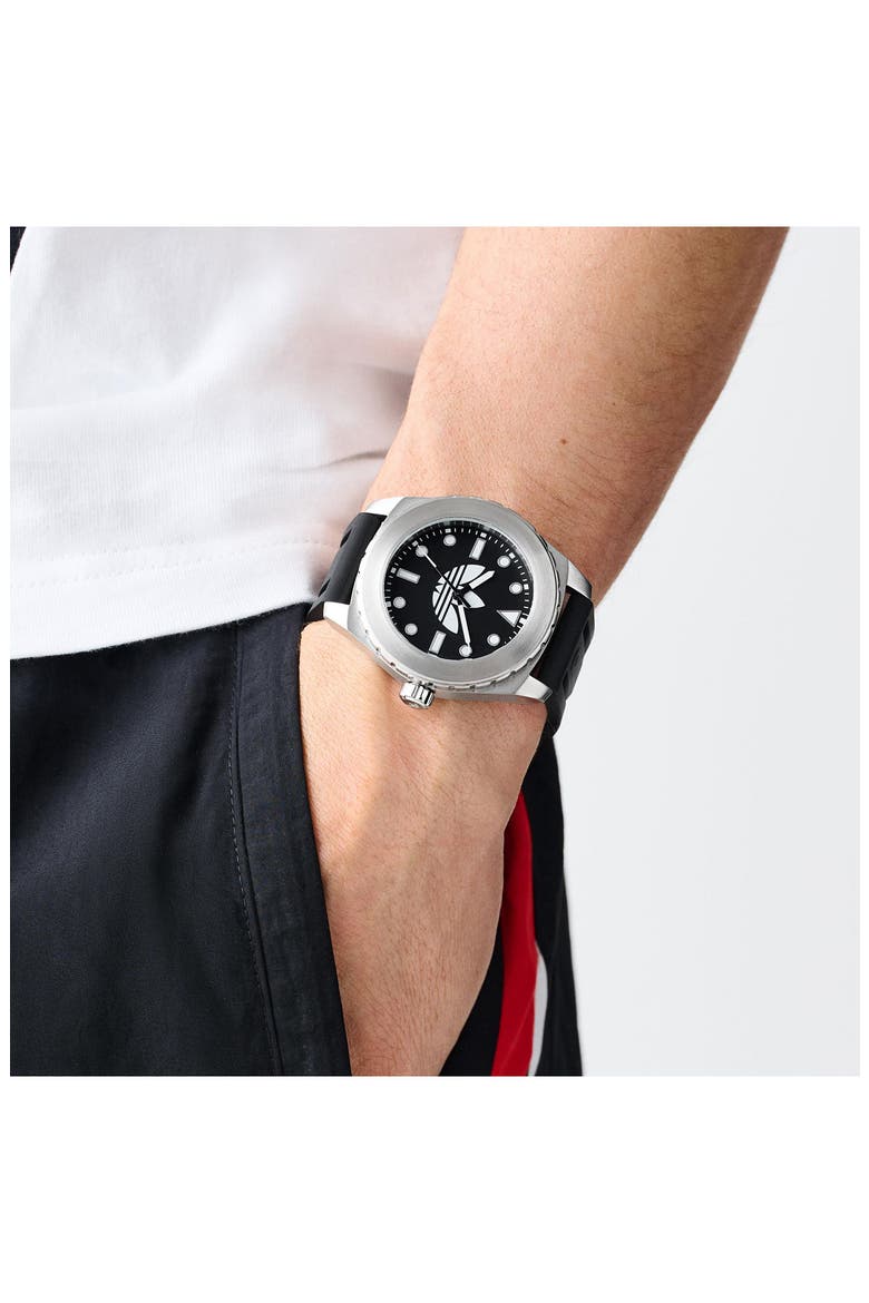 The Discoverer One Black Silicone Strap Watch, 44mm, Alternate, color, BLACK