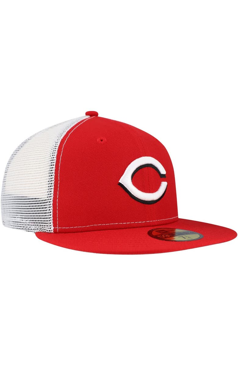 New Era Men's New Era Red Cincinnati Reds Team Color 59FIFTY Trucker Fitted Hat, Alternate, color, Red