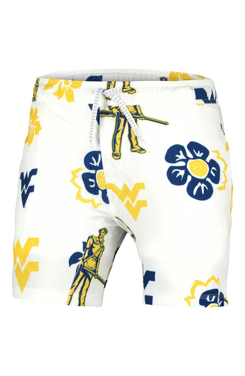Wes & Willy Men's Wes & Willy  White West Virginia Mountaineers Vault Tech Swimming Trunks, Alternate, color, 
