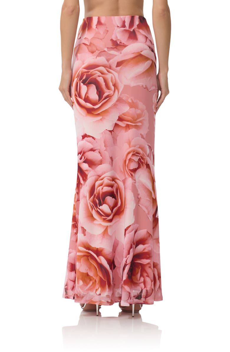 AFRM Tegan Allover Print Mermaid Skirt, Alternate, color, Peach Roses