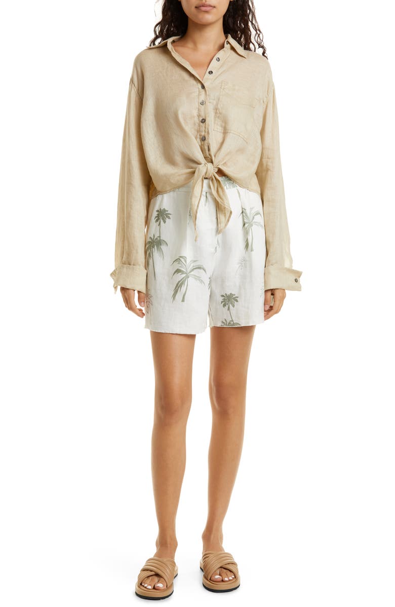 ATM Anthony Thomas Melillo Palm Tree Linen Shorts, Alternate, color, 