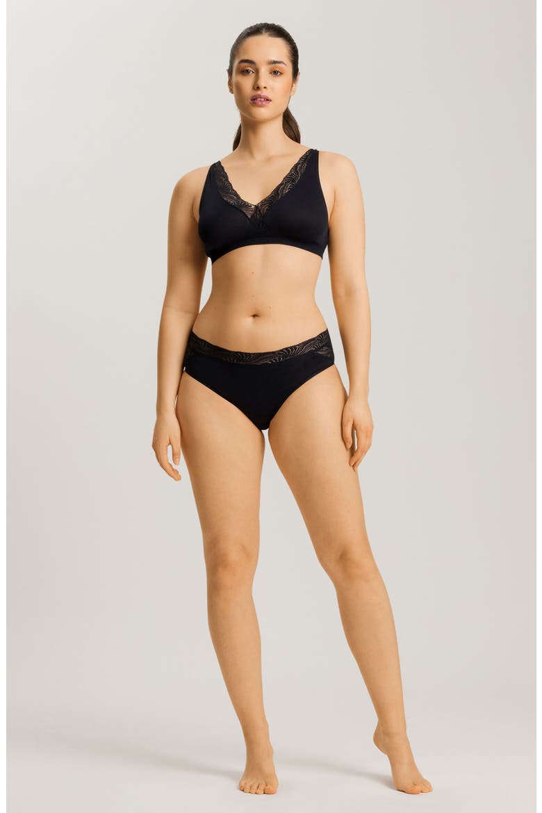 Cotton Delight Lace Trim High Cut Briefs, Alternate, color, BLACK