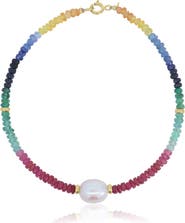 The Lovery Fine Jewelry Rainbow Gemstone Bead Pearl Bracelet