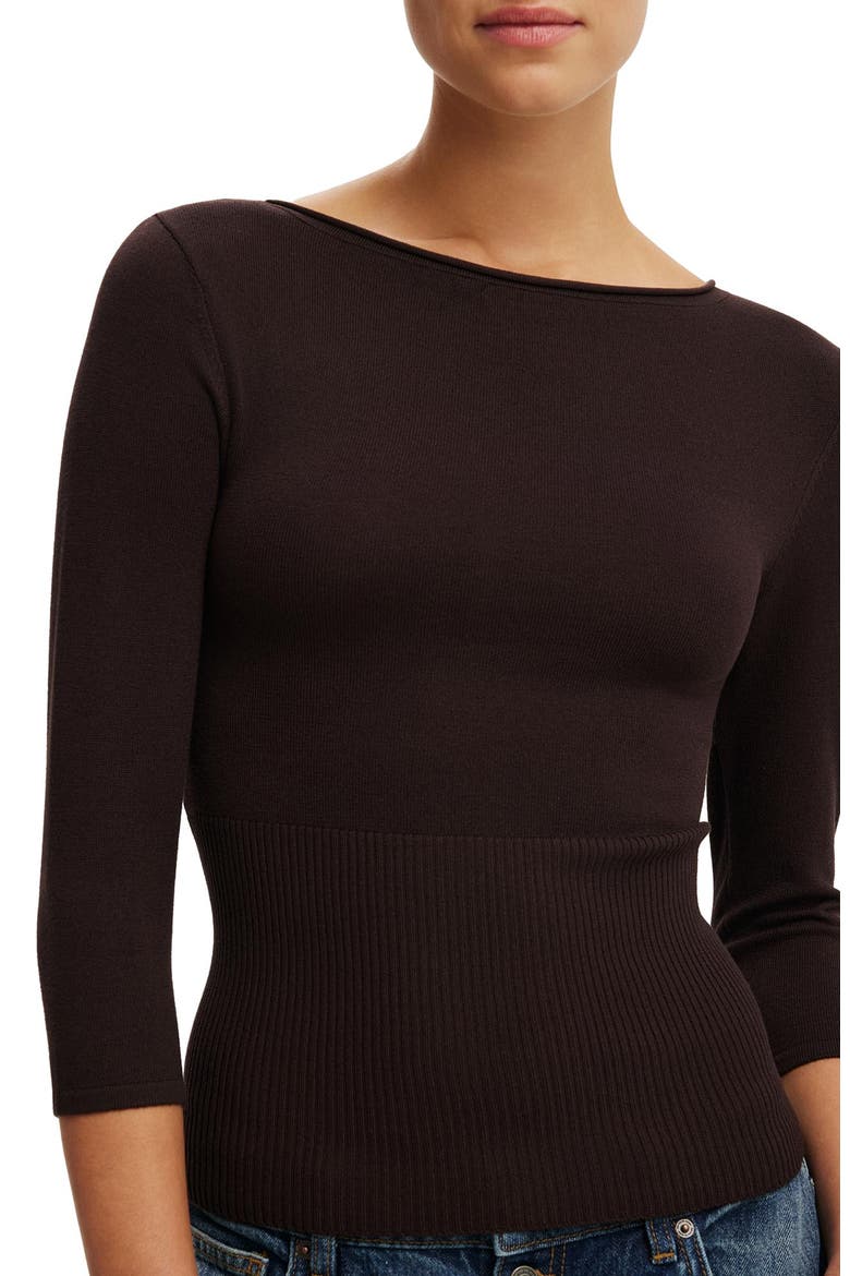 Women's Close Knit Boat Neck, Alternate, color, Dark Oak